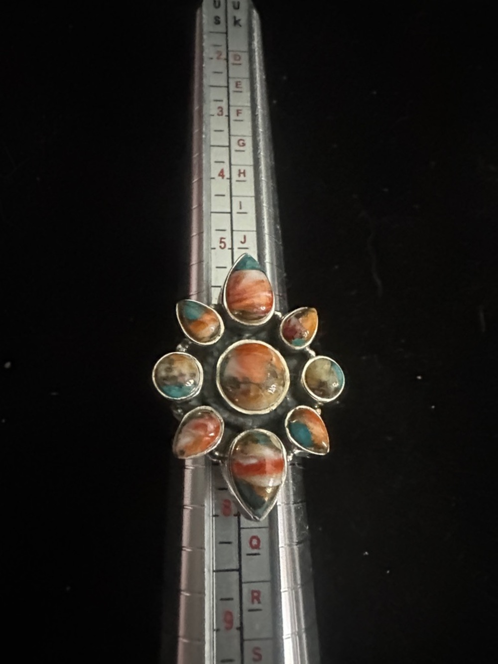 925 Sterling Silver Cluster Ring size 7